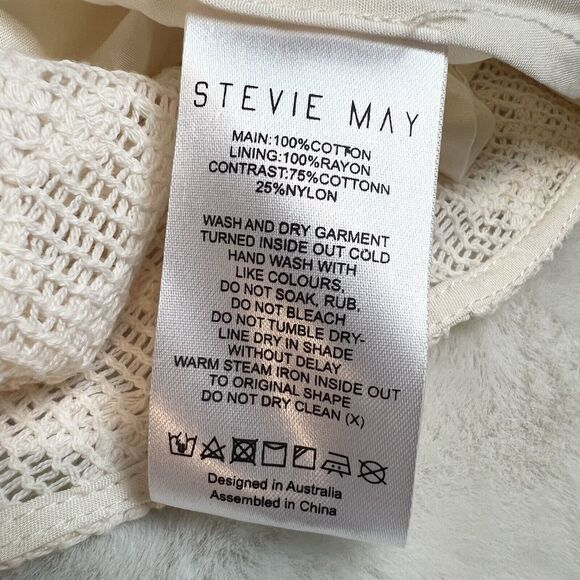 Stevie May Ivory Crochet Lace Long Sleeve Gallery Mini Dress Sz S - Picture 7 of 10